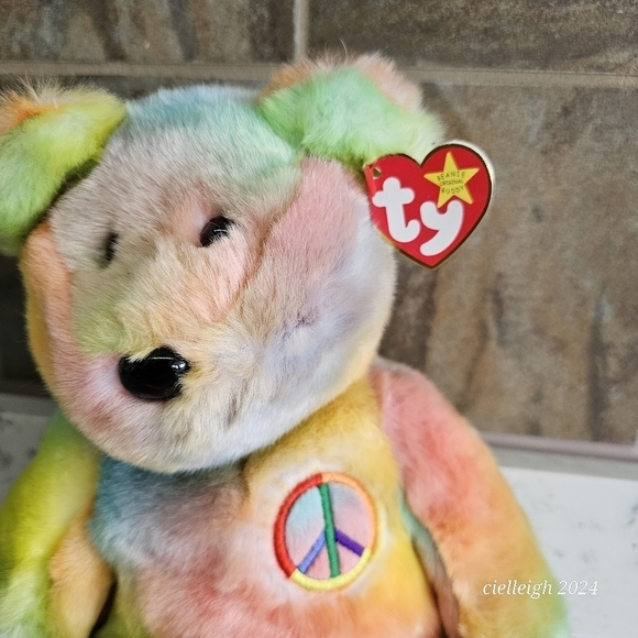 Peace The Bear Beanie Baby and Beanie Buddy Set - Picture 3 of 15